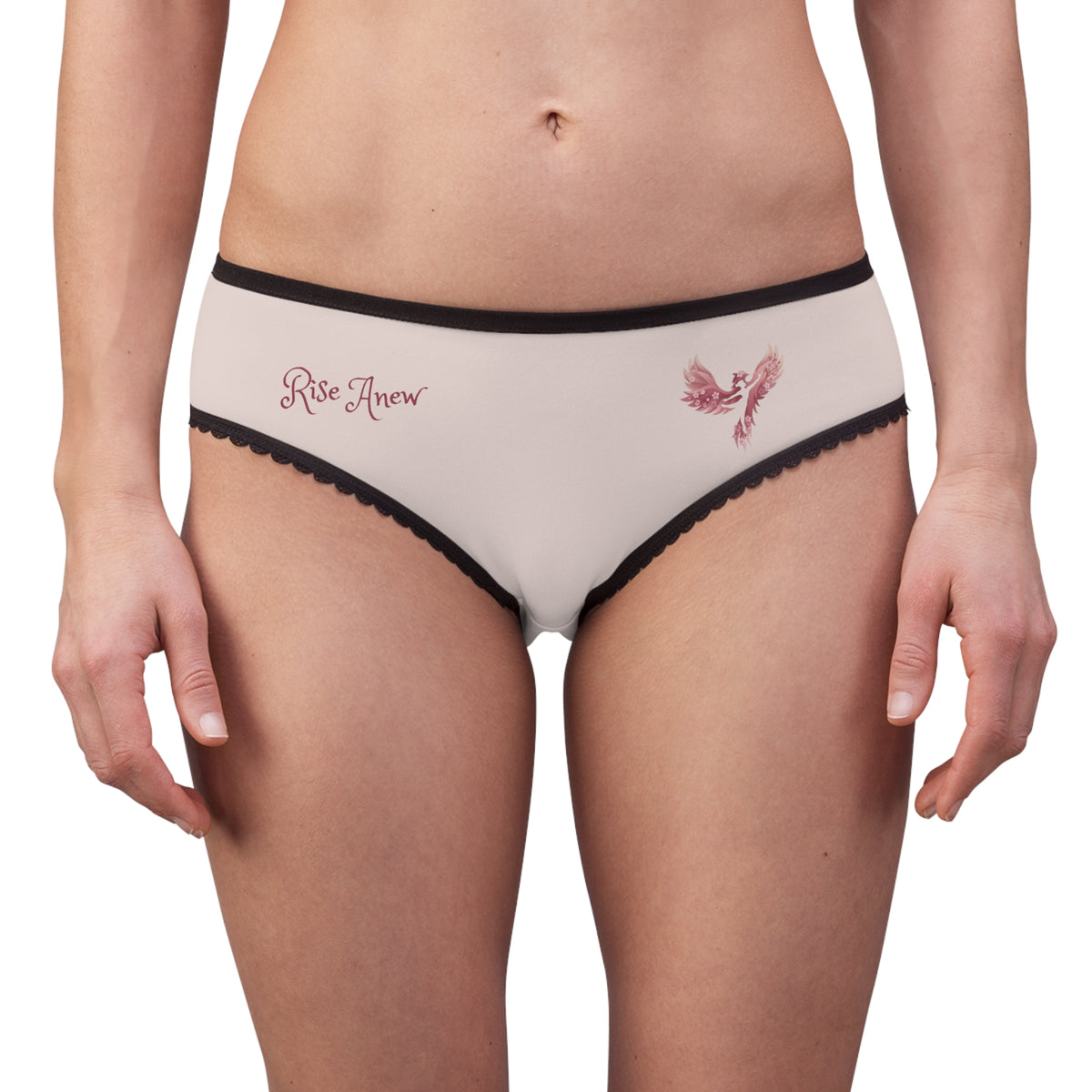 Women's Briefs — Pink "Rise Anew" Floral Angel Christian Scripture Underwear (2 Corinthians 5:17)
