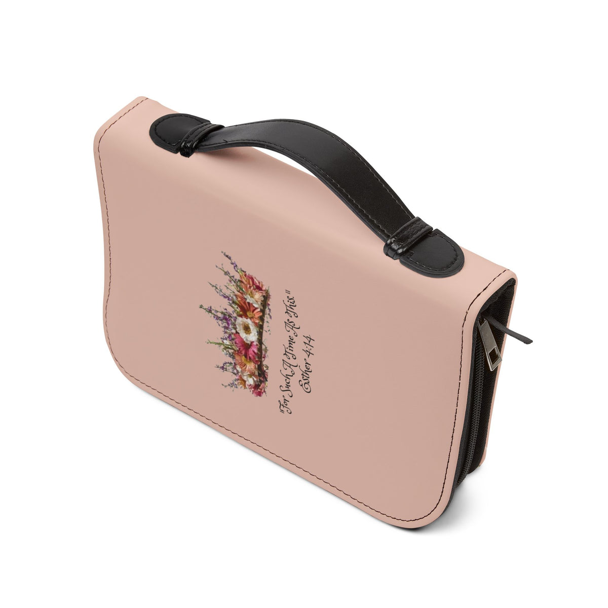 Bible Cover — Floral Crown & Armor Illustrated Zippered Bible Case (Esther 4:14)