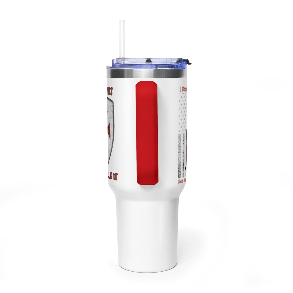 40oz Vacuum Tumbler — Patriotic Crusader Design (I Stand For The Flag)
