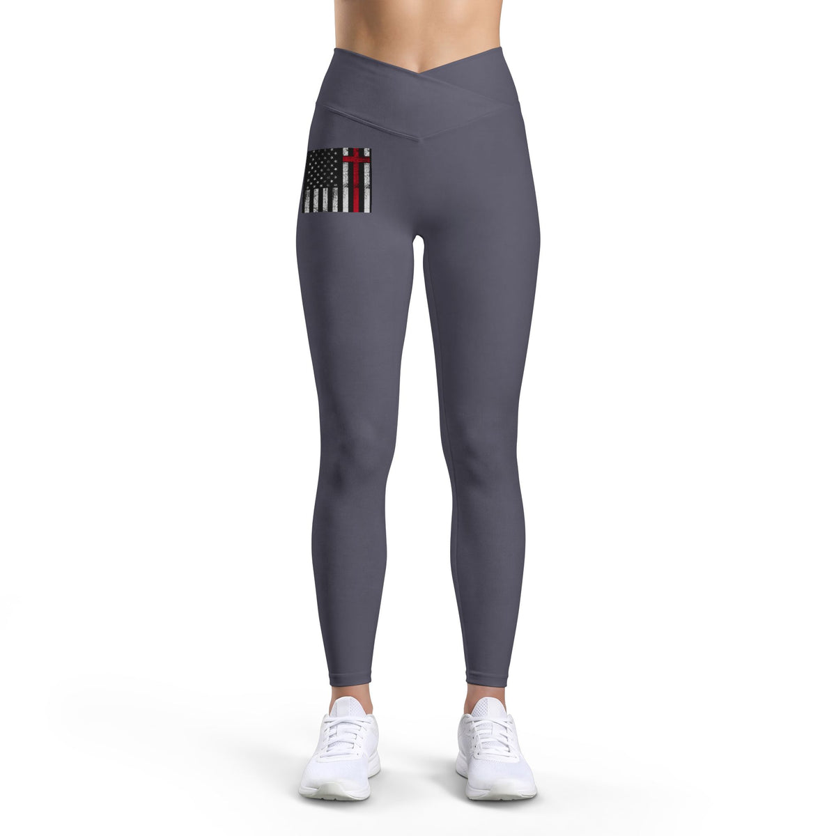 I Stand for the Flag and Kneel for the Cross Women's V Shaped Waist Leggings