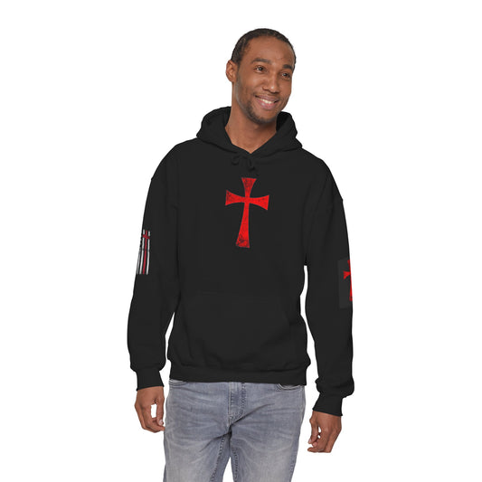 Crusader Red Cross with Vintage flag I Stand for the Flag and Kneed for the Cross