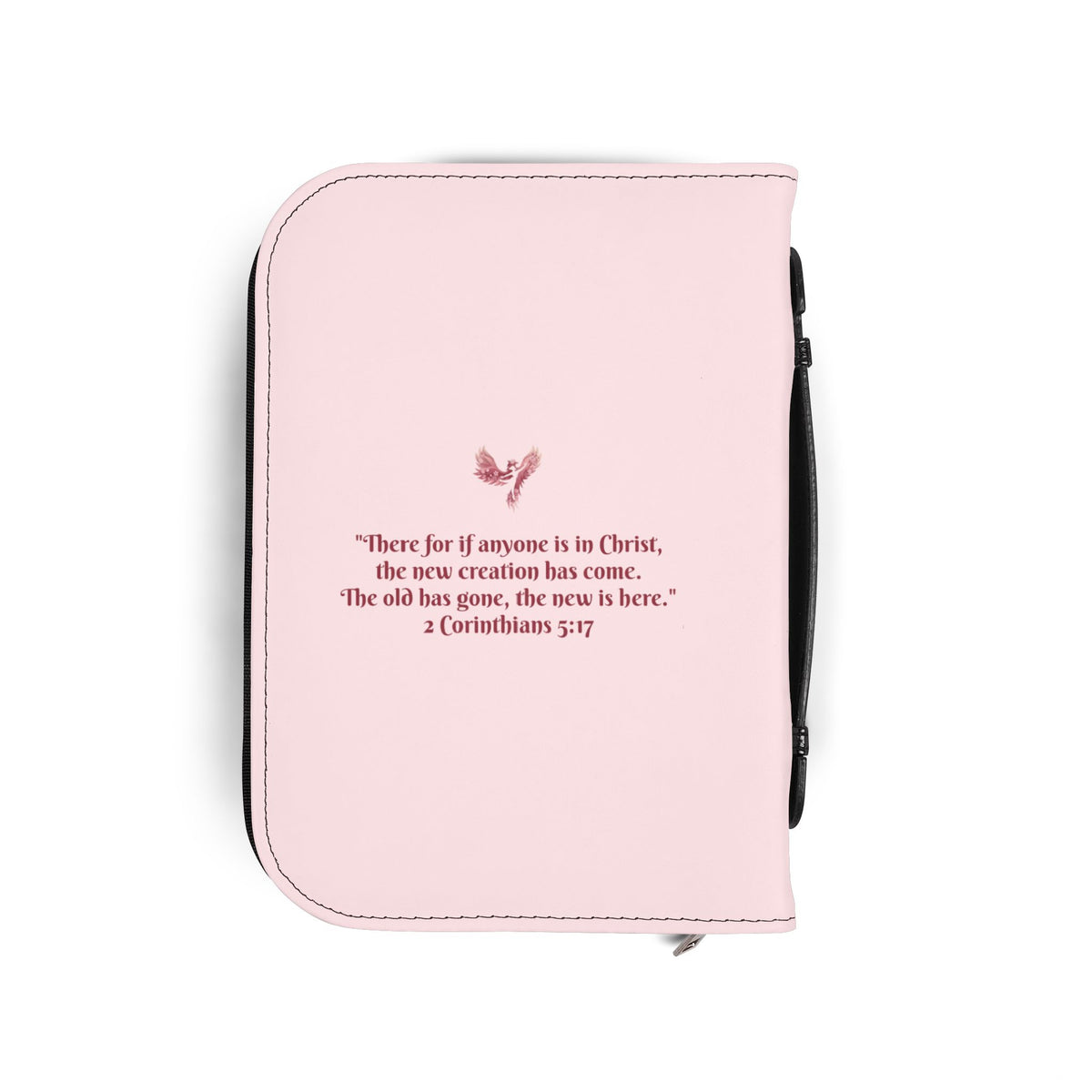 Bible Cover - 'Rise Anew' Pink Phoenix Zippered Bible Case with 2 Corinthians 5:17