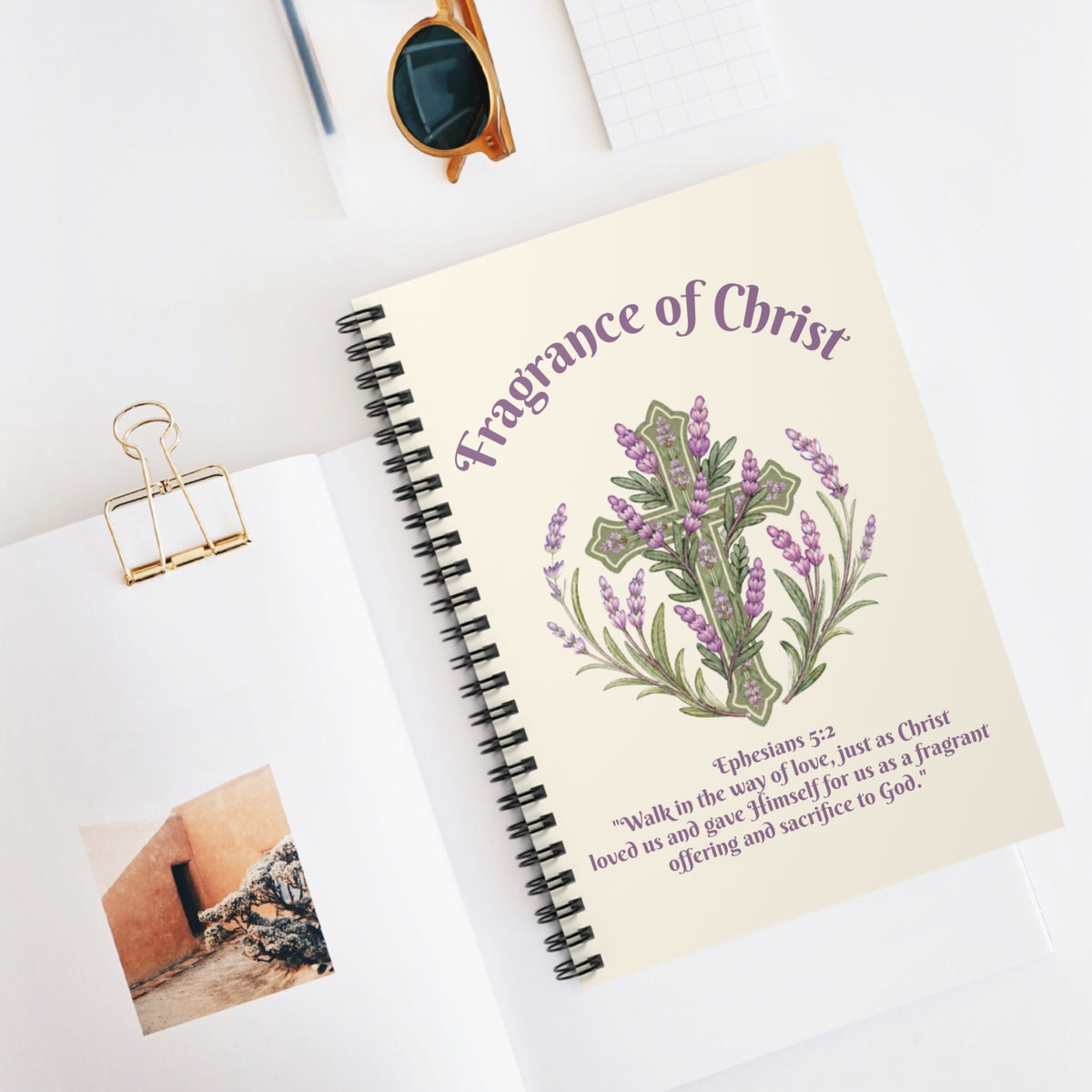 Fragrance of Christ Spiral Notebook — Christian Journal with Floral Design