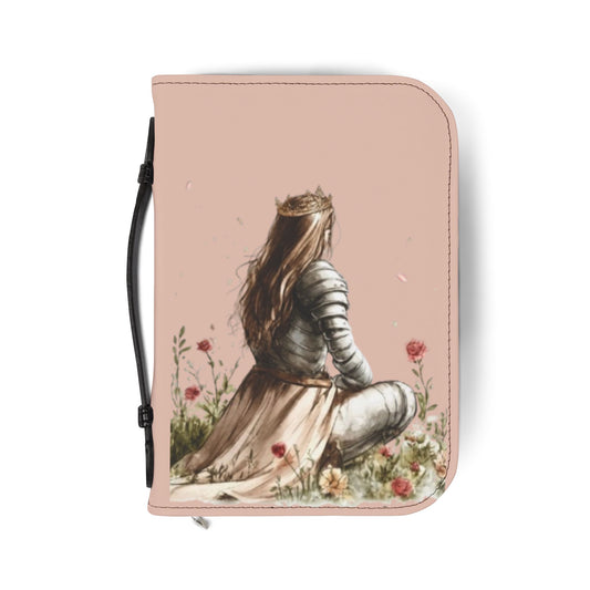 Bible Cover — Floral Crown & Armor Illustrated Zippered Bible Case (Esther 4:14)