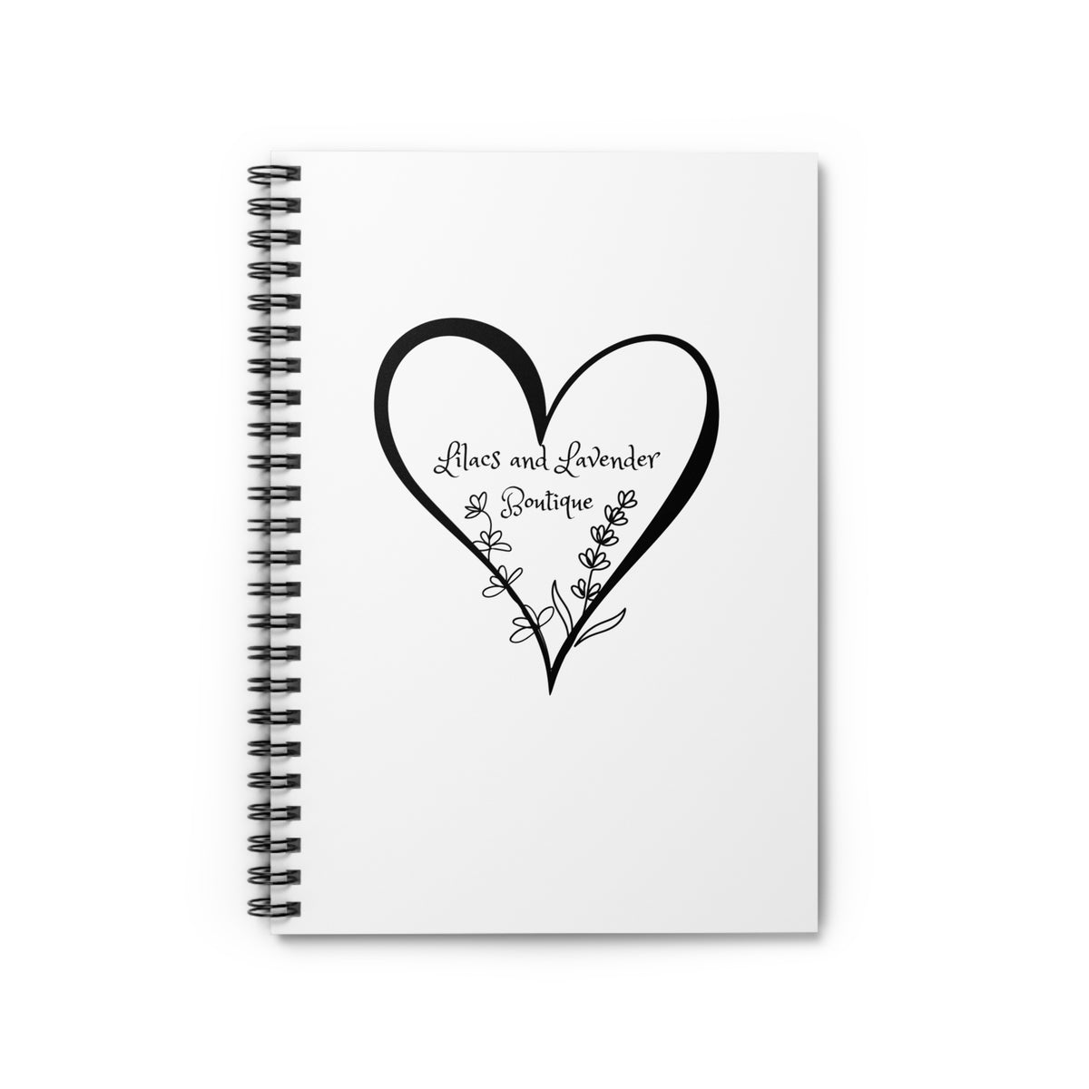 Heart Floral Spiral Notebook — "Flax and Lavender Boutique" Ruled Journal