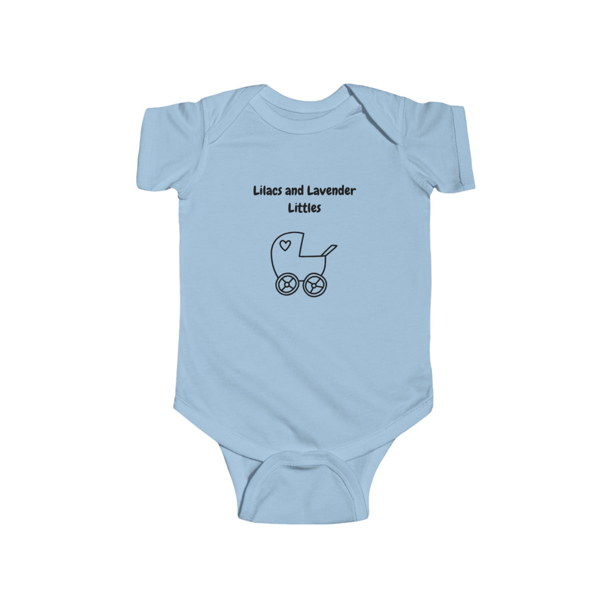 Infant Bodysuit – "Lilacs and Lavender Littles" Baby Onesie with Pram Graphic
