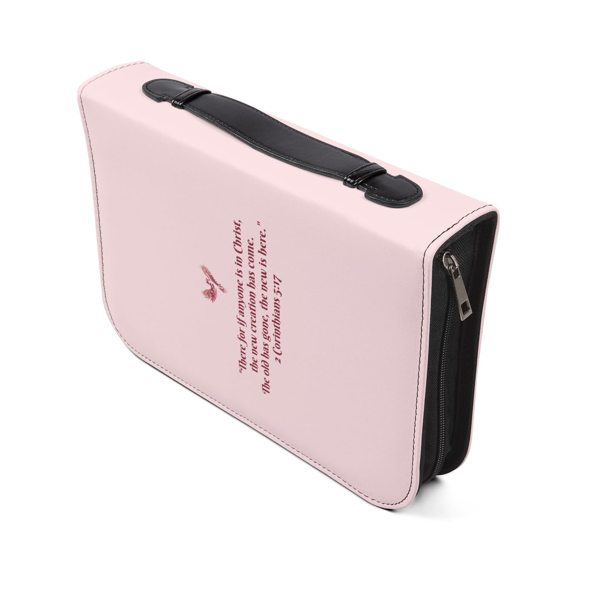 Bible Cover - 'Rise Anew' Pink Phoenix Zippered Bible Case with 2 Corinthians 5:17