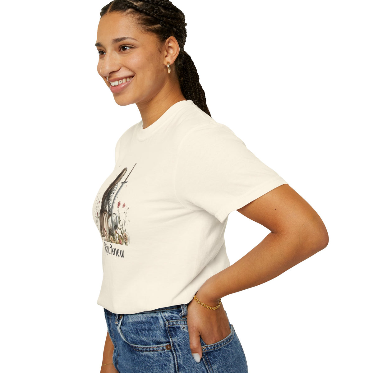 T-Shirt — "Rise Anew" Knight & Phoenix Inspirational Christian Tee