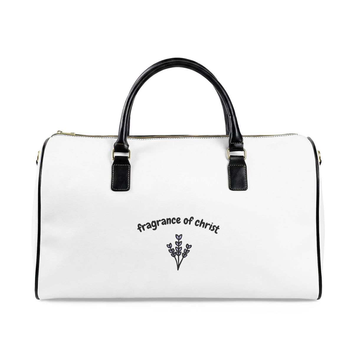 Faux Leather Travel Bag — "Fragrance of Christ" Embroidered Weekender Duffle