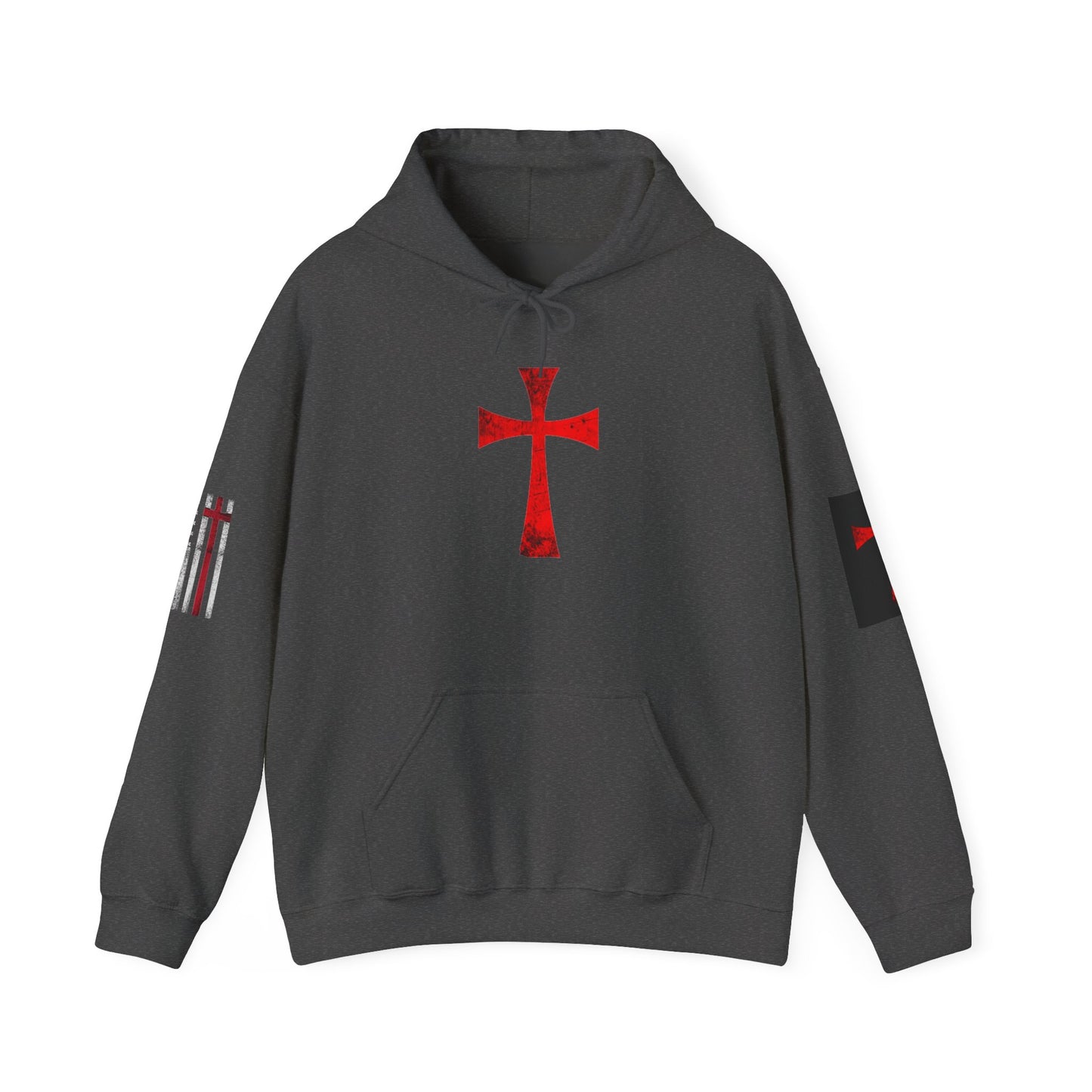 Christian Flag Cross Hoodie - Red Cross American Flag Christian Hoodie
