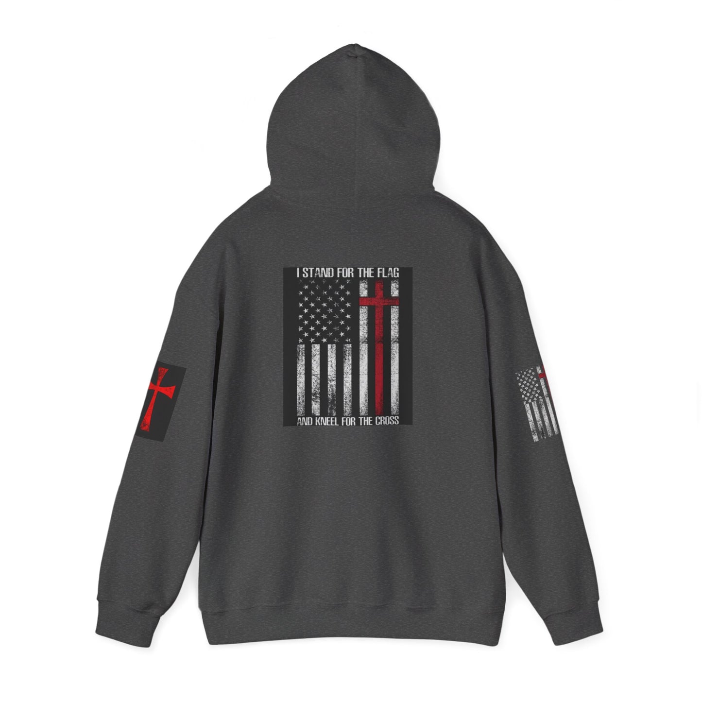 Christian Flag Cross Hoodie - Red Cross American Flag Christian Hoodie