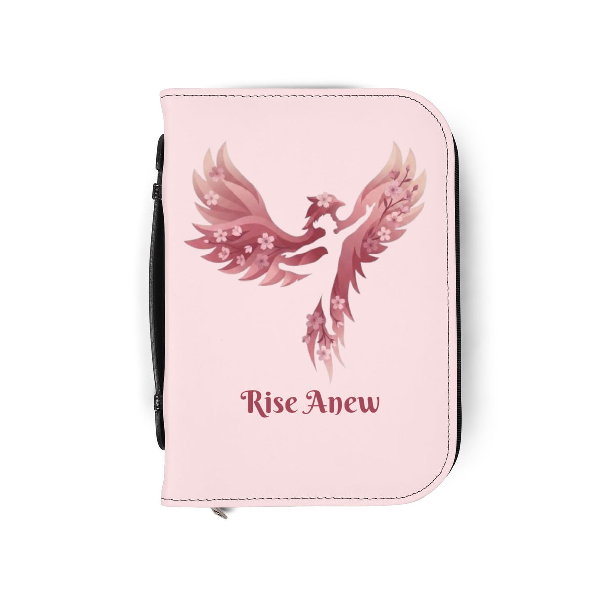Bible Cover - 'Rise Anew' Pink Phoenix Zippered Bible Case with 2 Corinthians 5:17