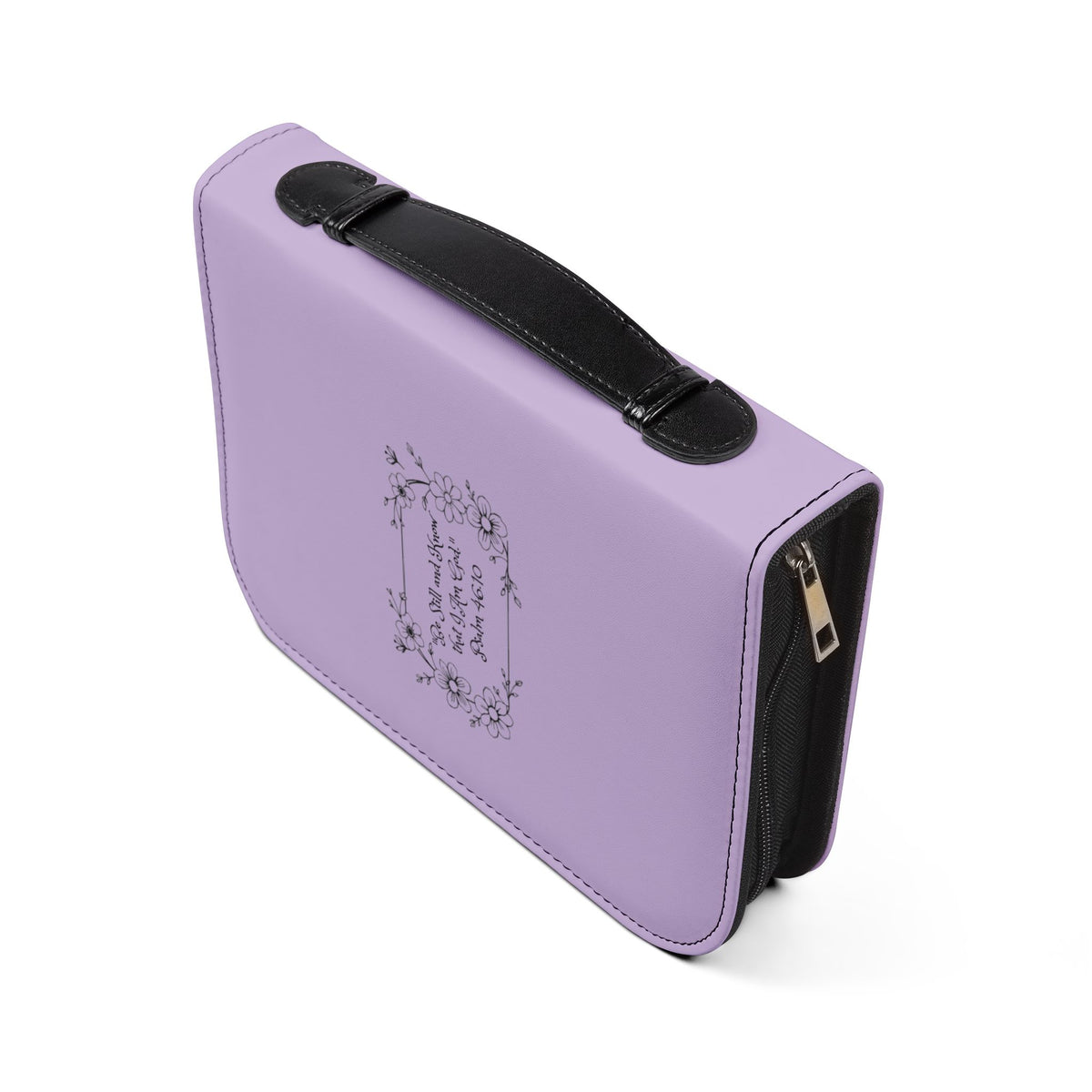 Lilac & Lavender Bible Cover — Floral Zippered Bible Case with Psalm 46:10 Quote