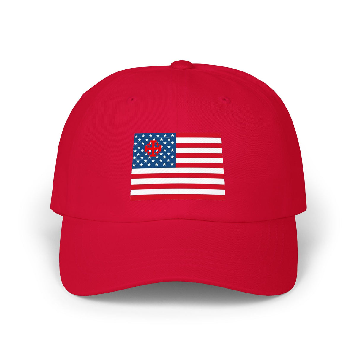 Patriotic Vintage Baseball Dad Cap with Embroidered Crusader Heart Flag