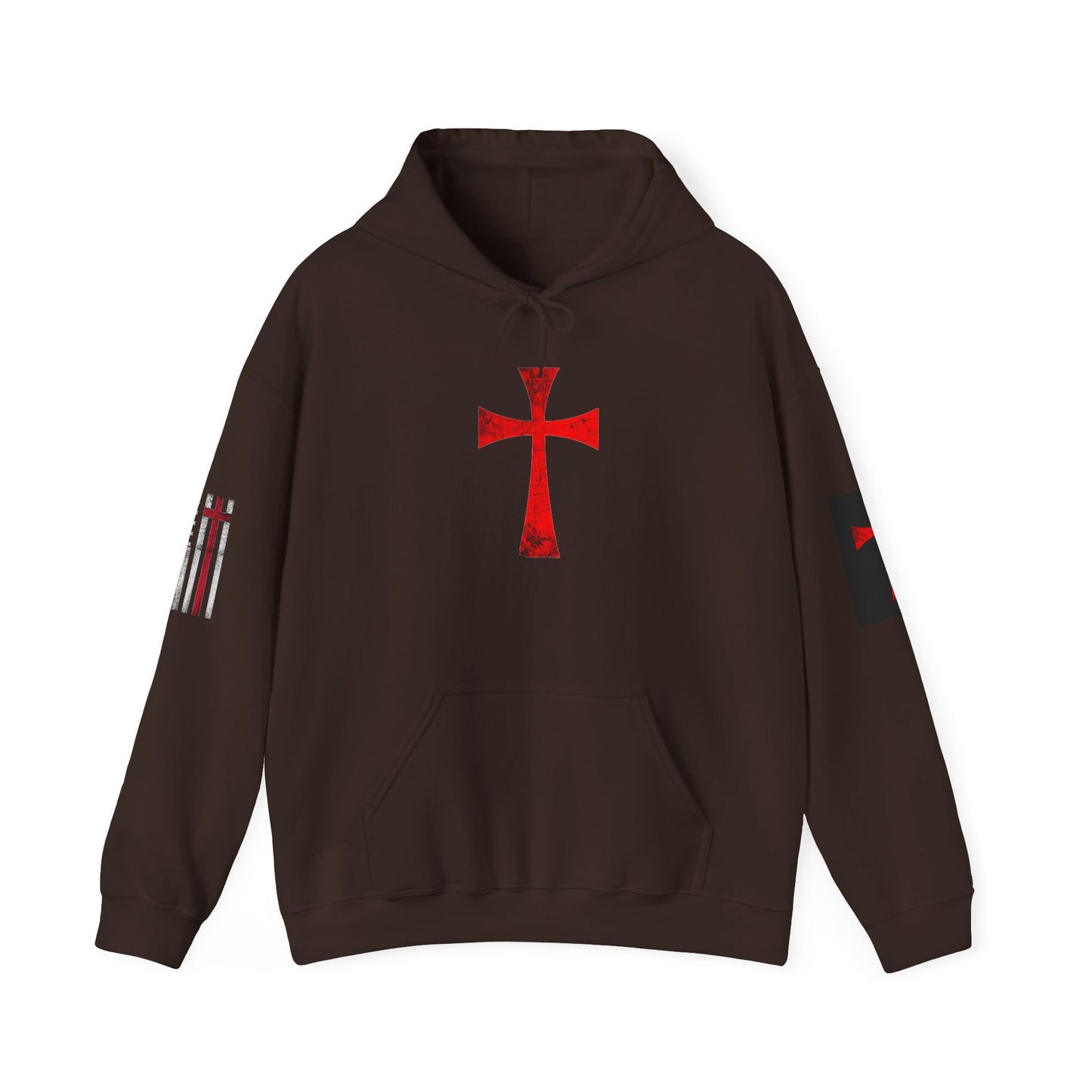 Christian Flag Cross Hoodie - Red Cross American Flag Christian Hoodie