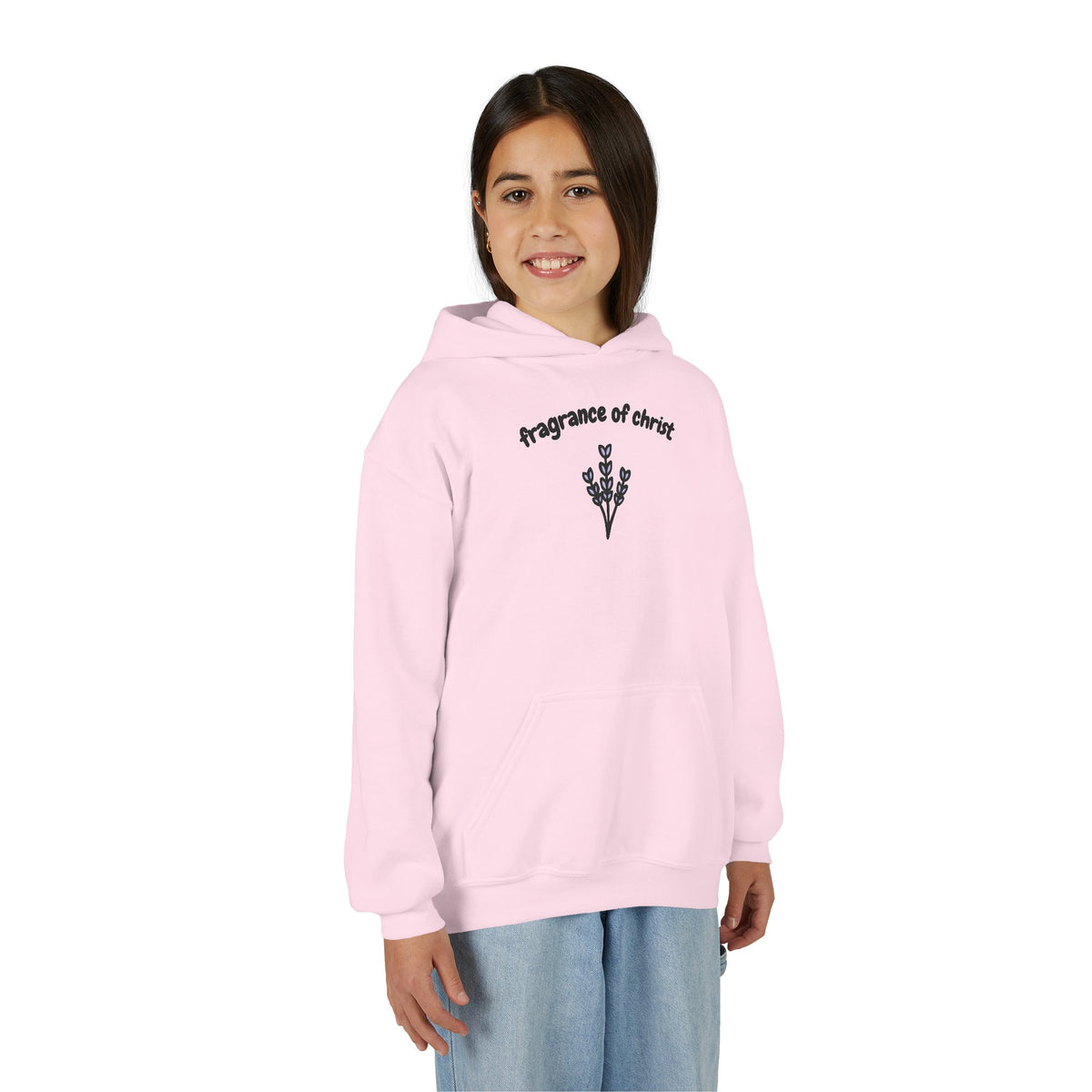 Youth Hoodie — "Fragrance of Christ" Floral Christian Sweatshirt