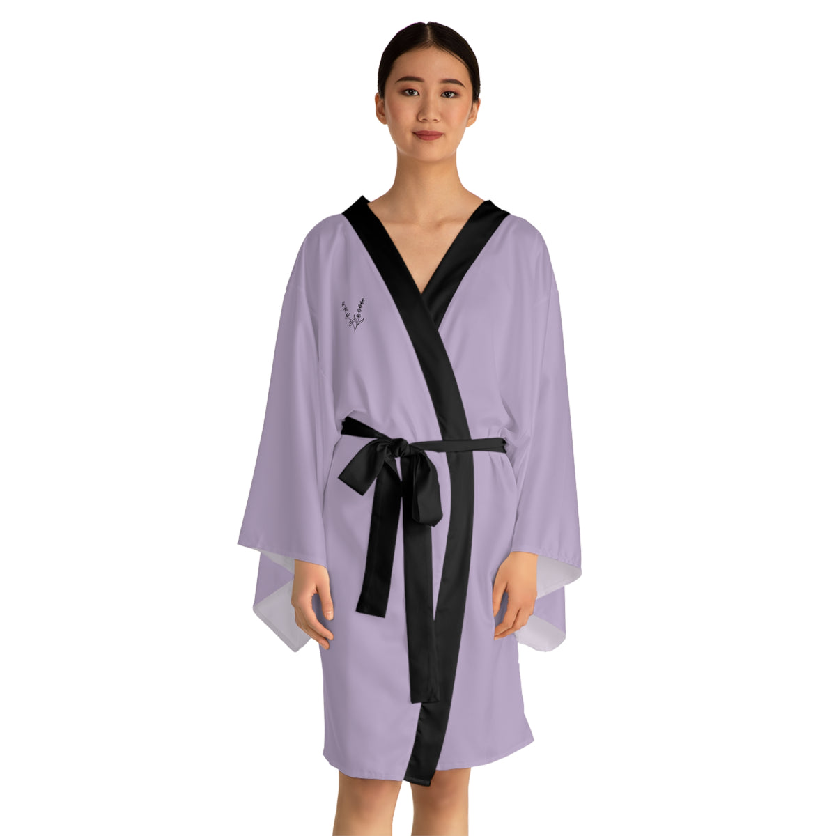 Signature Lilacs and Lavender Kimono Robe — Long Sleeve Spa Wrap