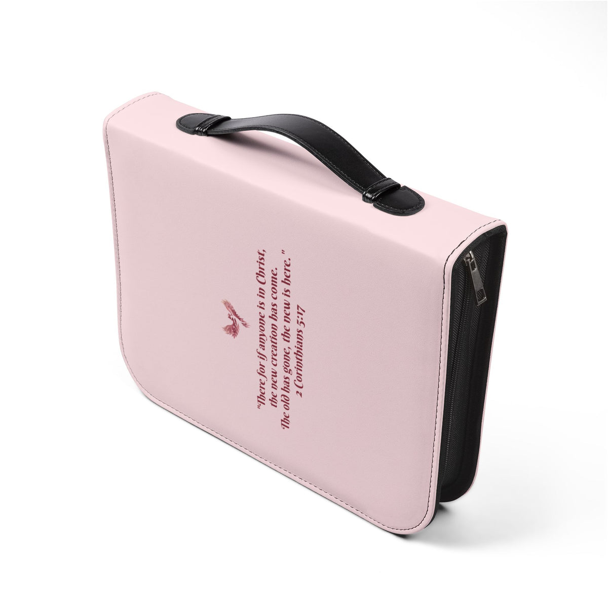 Bible Cover - 'Rise Anew' Pink Phoenix Zippered Bible Case with 2 Corinthians 5:17