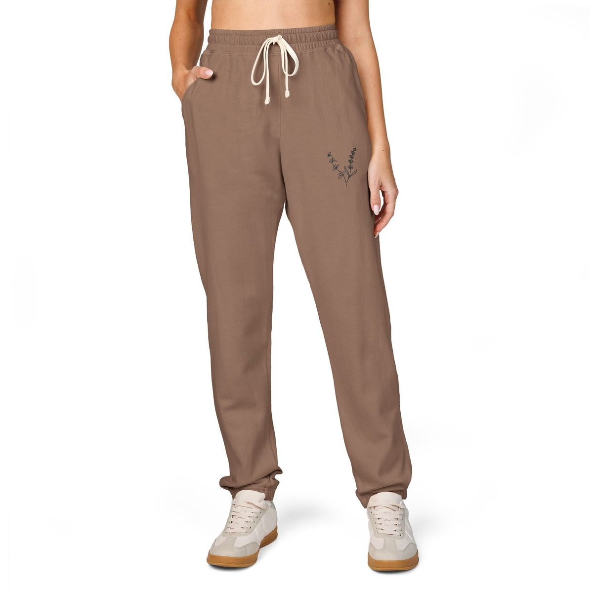 Lilacs and Lavender Signature Emblem - Cream Garment-Dyed Fleece Joggers