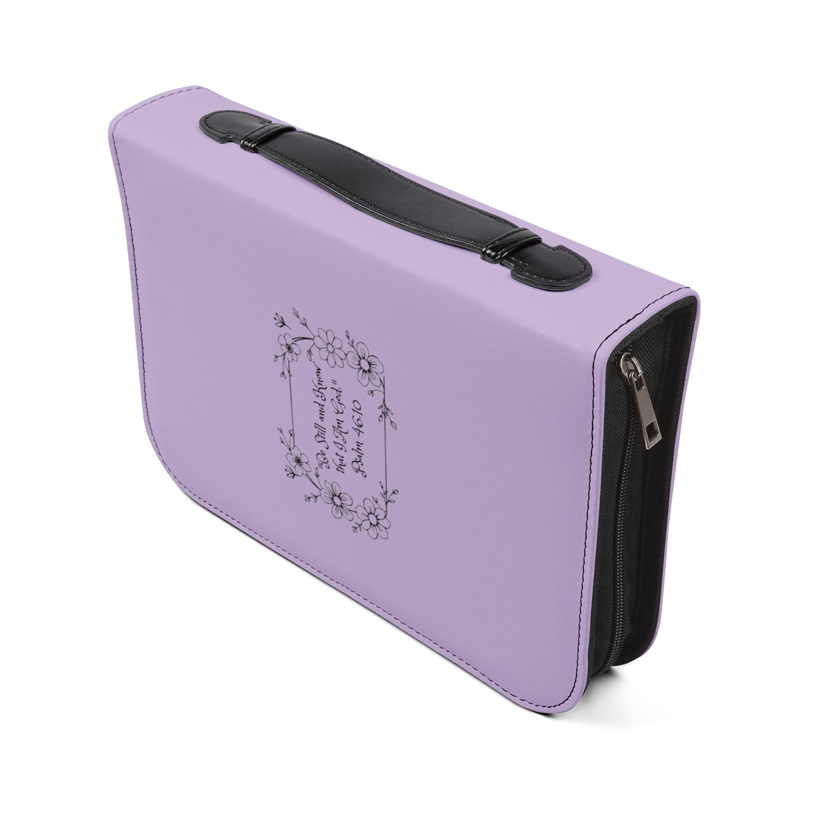 Lilac & Lavender Bible Cover — Floral Zippered Bible Case with Psalm 46:10 Quote