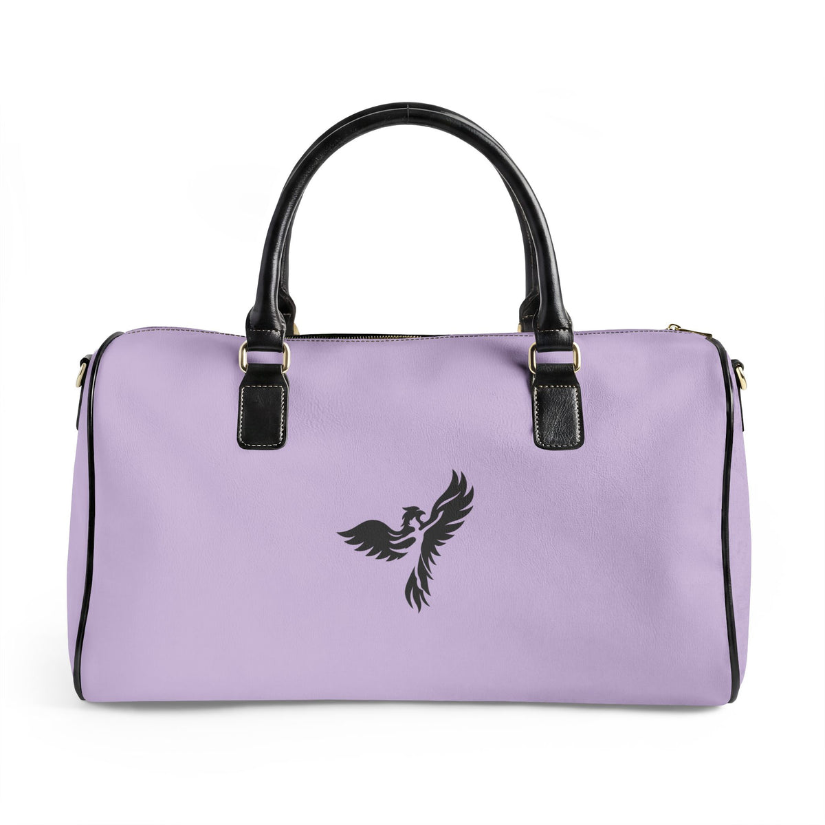 Lilacs and Lavender Faux Leather Travel Bag — Floral Weekend Duffel