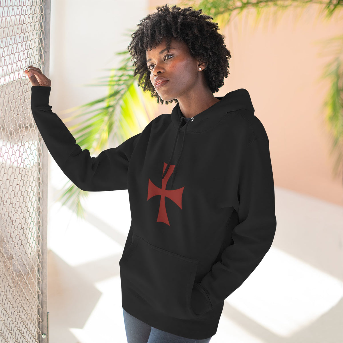 Crusader Knight Hoodie — Templar Cross Graphic Fleece Pullover