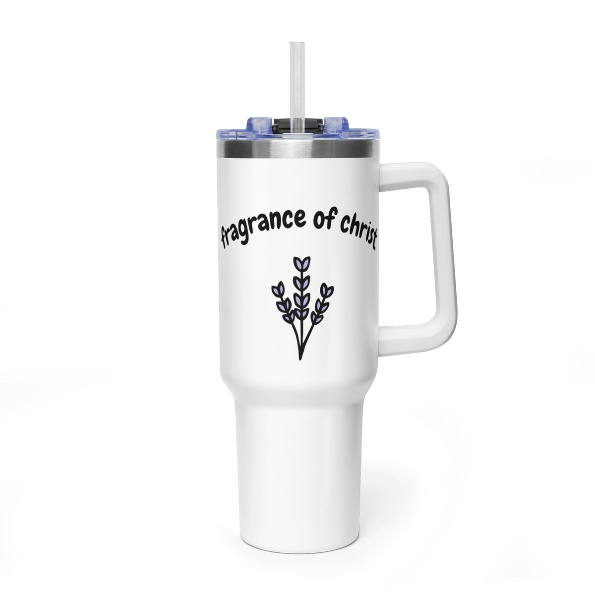40oz Vacuum Tumbler – Fragrance of Christ Insulated Travel Mug with Straw (Custom Design)