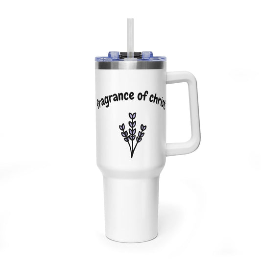 40oz Vacuum Tumbler – Fragrance of Christ Insulated Travel Mug with Straw (Custom Design)