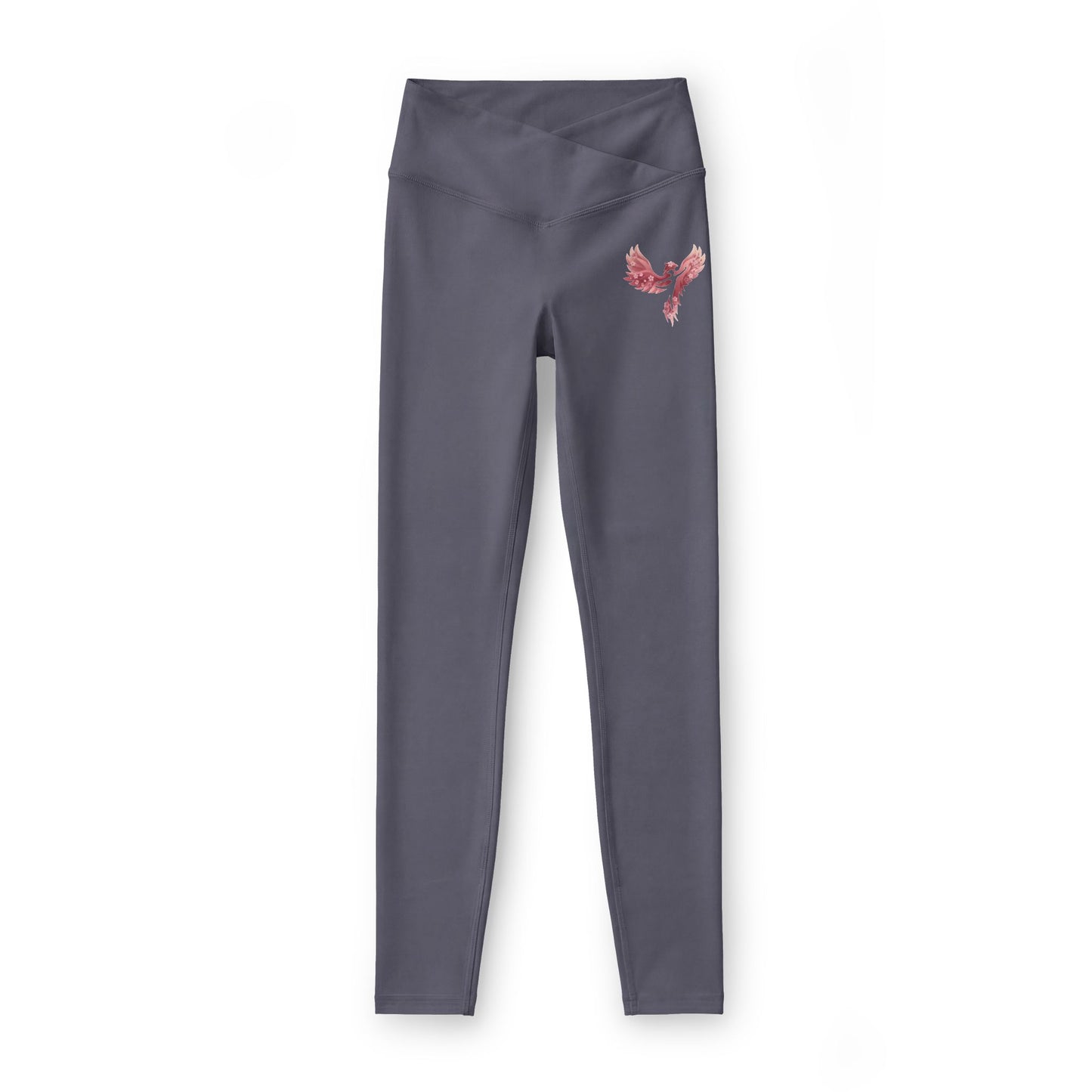 Women’s Luxe Leggings — Pink Floral Butterfly Hip Accent