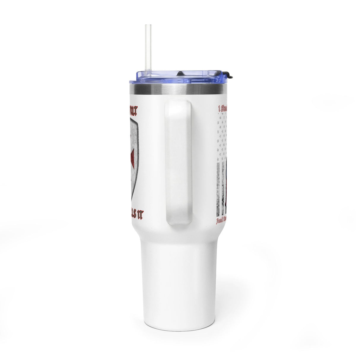40oz Vacuum Tumbler — Patriotic Crusader Design (I Stand For The Flag)