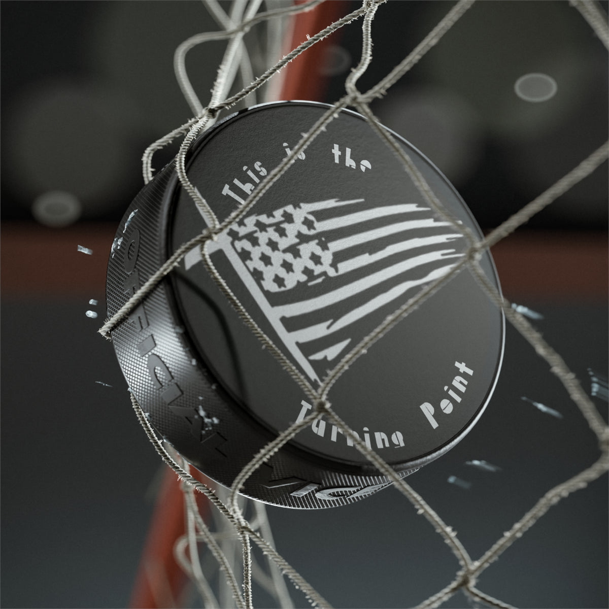 Hockey Puck — "This Is the Turning Point" American Flag Design