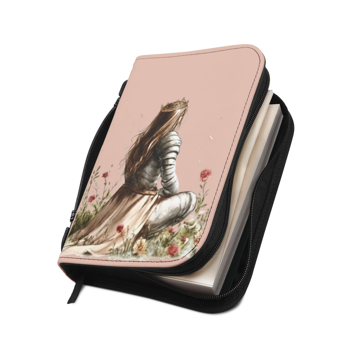 Bible Cover — Floral Crown & Armor Illustrated Zippered Bible Case (Esther 4:14)