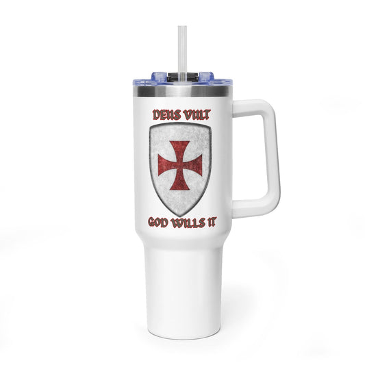 40oz Vacuum Tumbler — Patriotic Crusader Design (I Stand For The Flag)