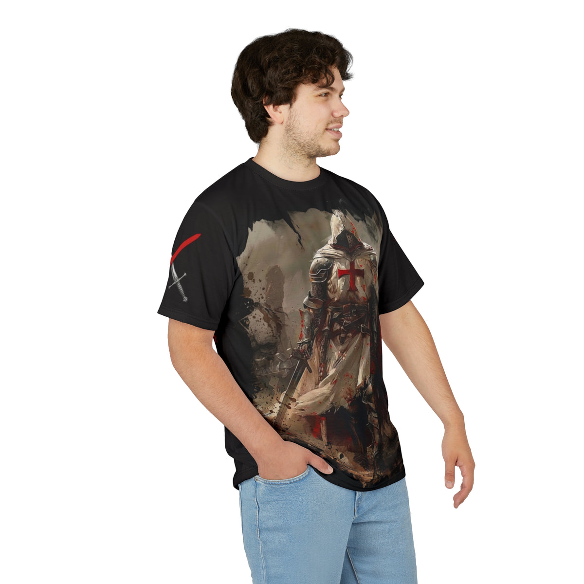 Templar Knight All-Over Print Tee — Crusader Warrior Graphic Shirt