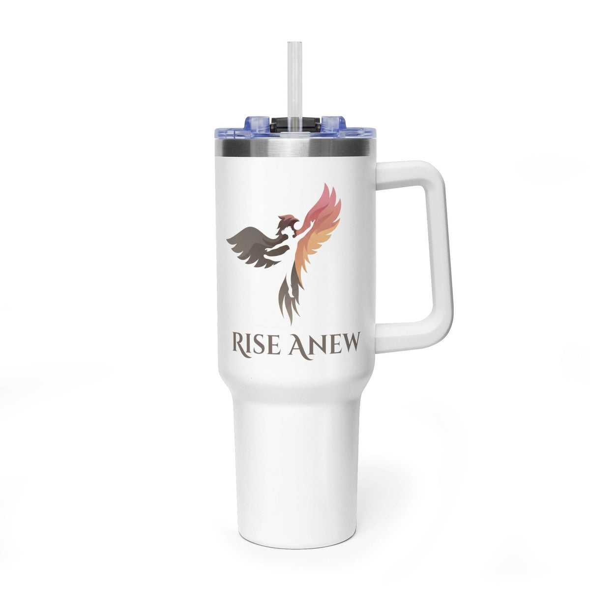 40oz Vacuum Tumbler with Handle – 'Rise & Roar' Eagle Insulated Travel Cup