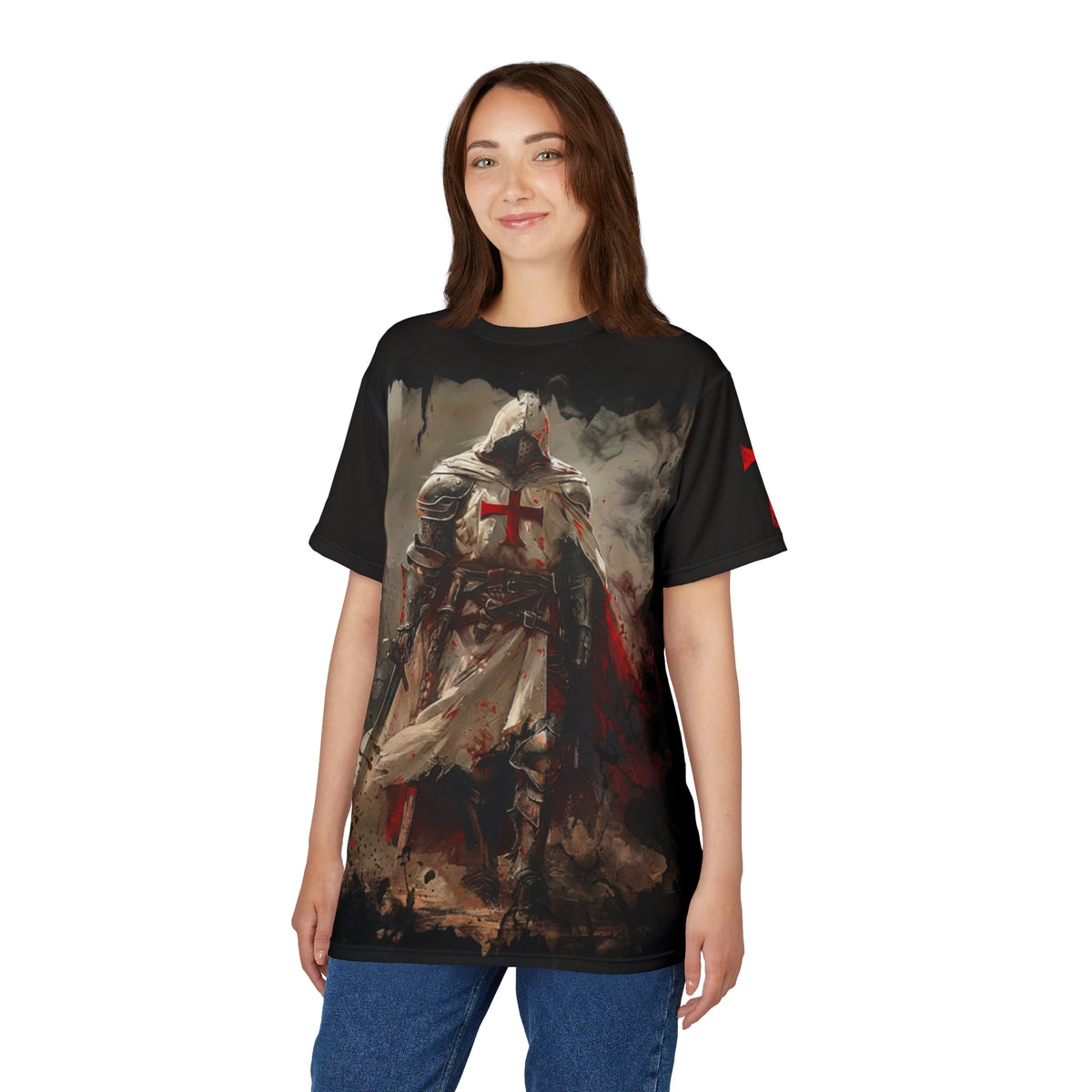 Templar Knight All-Over Print Tee — Crusader Warrior Graphic Shirt