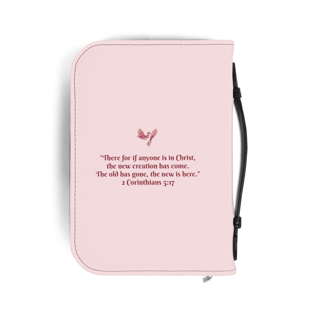 Bible Cover - 'Rise Anew' Pink Phoenix Zippered Bible Case with 2 Corinthians 5:17