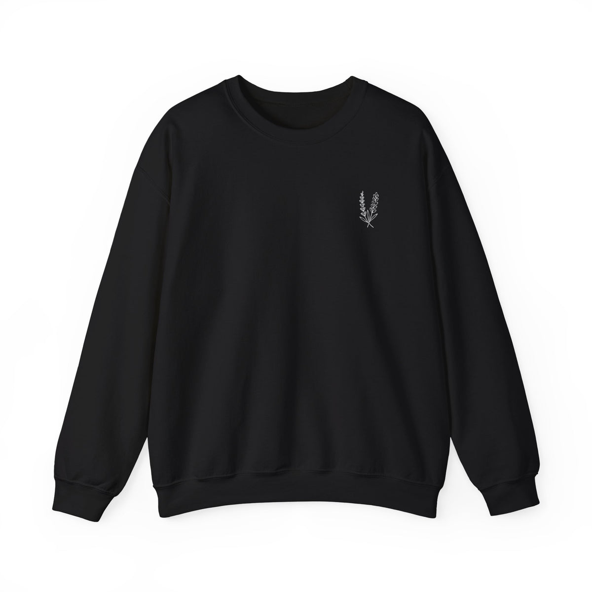 Black Lilacs and Lavender Crewneck Sweatshirt — Cozy Everyday Pullover