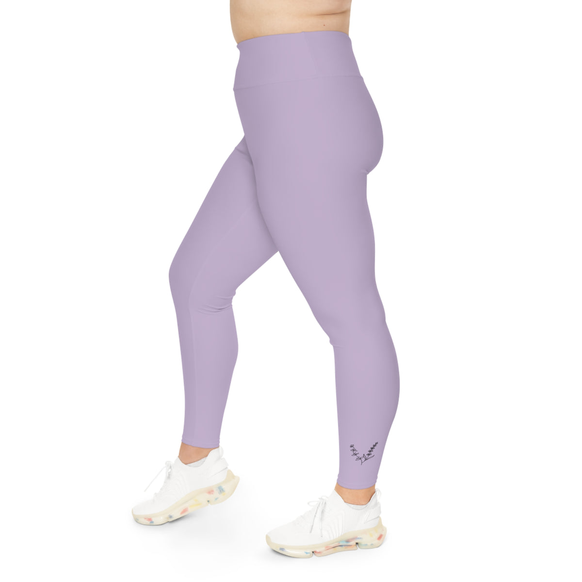 Plus Size Lavender High-Waist Leggings — Comfortable AOP Activewear