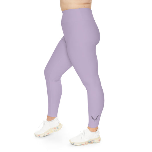 Plus Size Lavender High-Waist Leggings — Comfortable AOP Activewear