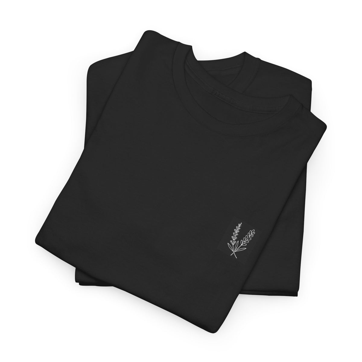 Minimal Laurel Chest Logo Tee — Classic White Cotton T‑Shirt