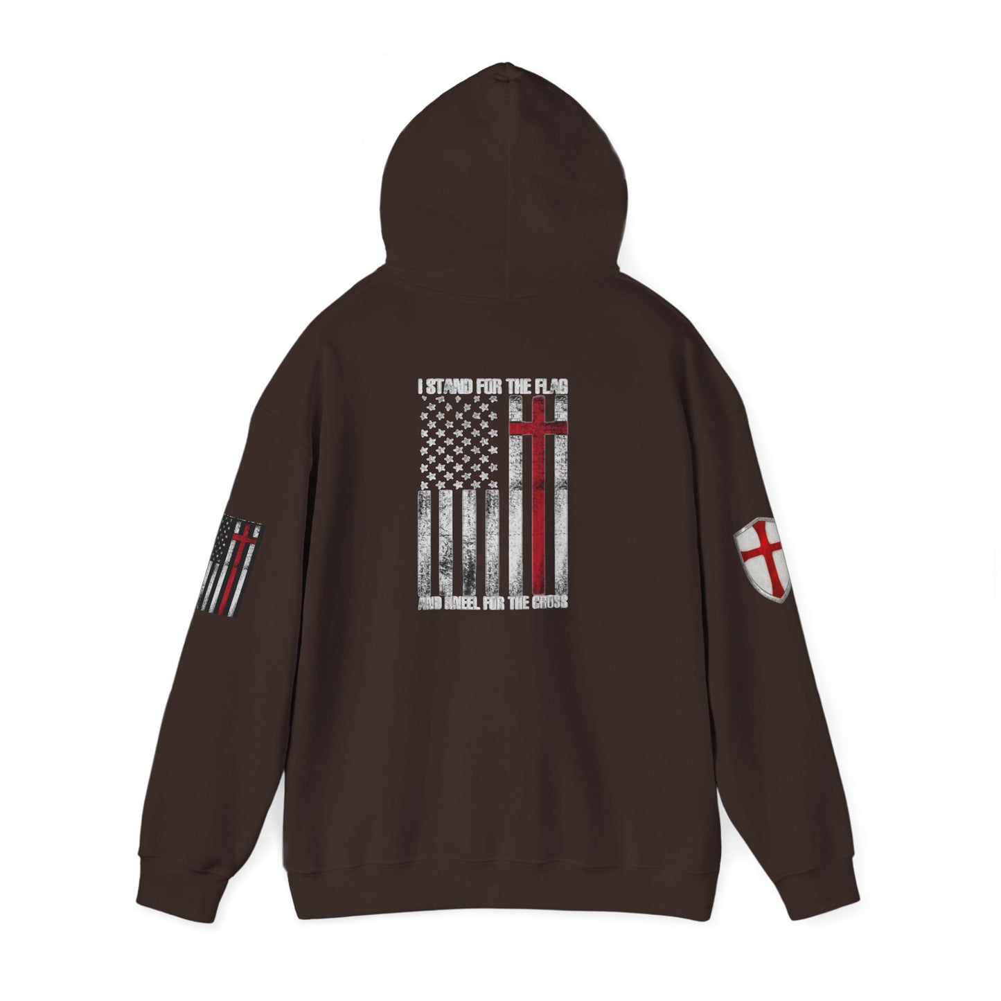 Crusader Cross Hoodie — "Deus Vult / God Wills It" Patriotic Flag Graphic