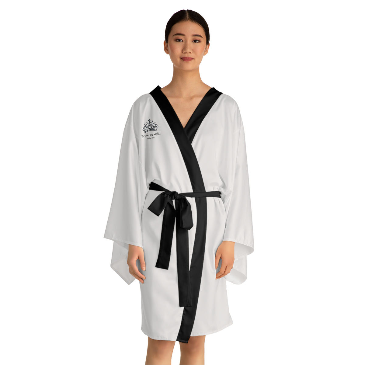 Queen Esther Silk Robe — Elegant Crown Monogram Loungewear