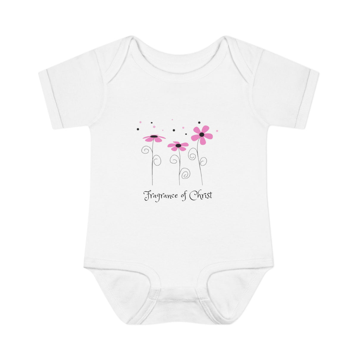Baby Bodysuit — "Fragrance of Christ" Pink Floral Infant Onesie