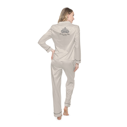 Satin Pajama Set — "Queen Esther"  Embroidered Sleepwear