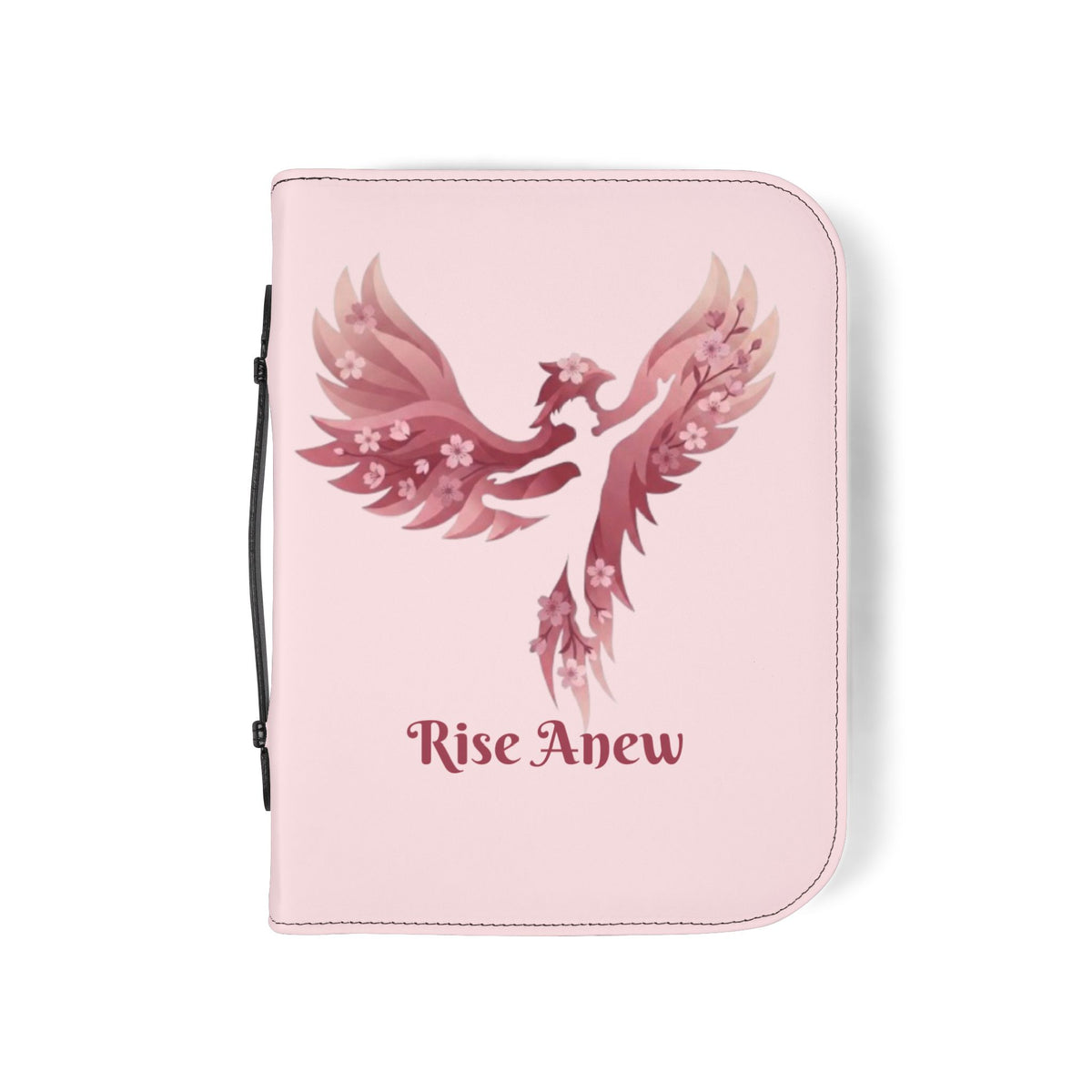 Bible Cover - 'Rise Anew' Pink Phoenix Zippered Bible Case with 2 Corinthians 5:17