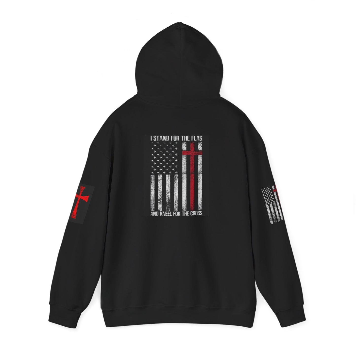 Christian Flag Cross Hoodie - Red Cross American Flag Christian Hoodie