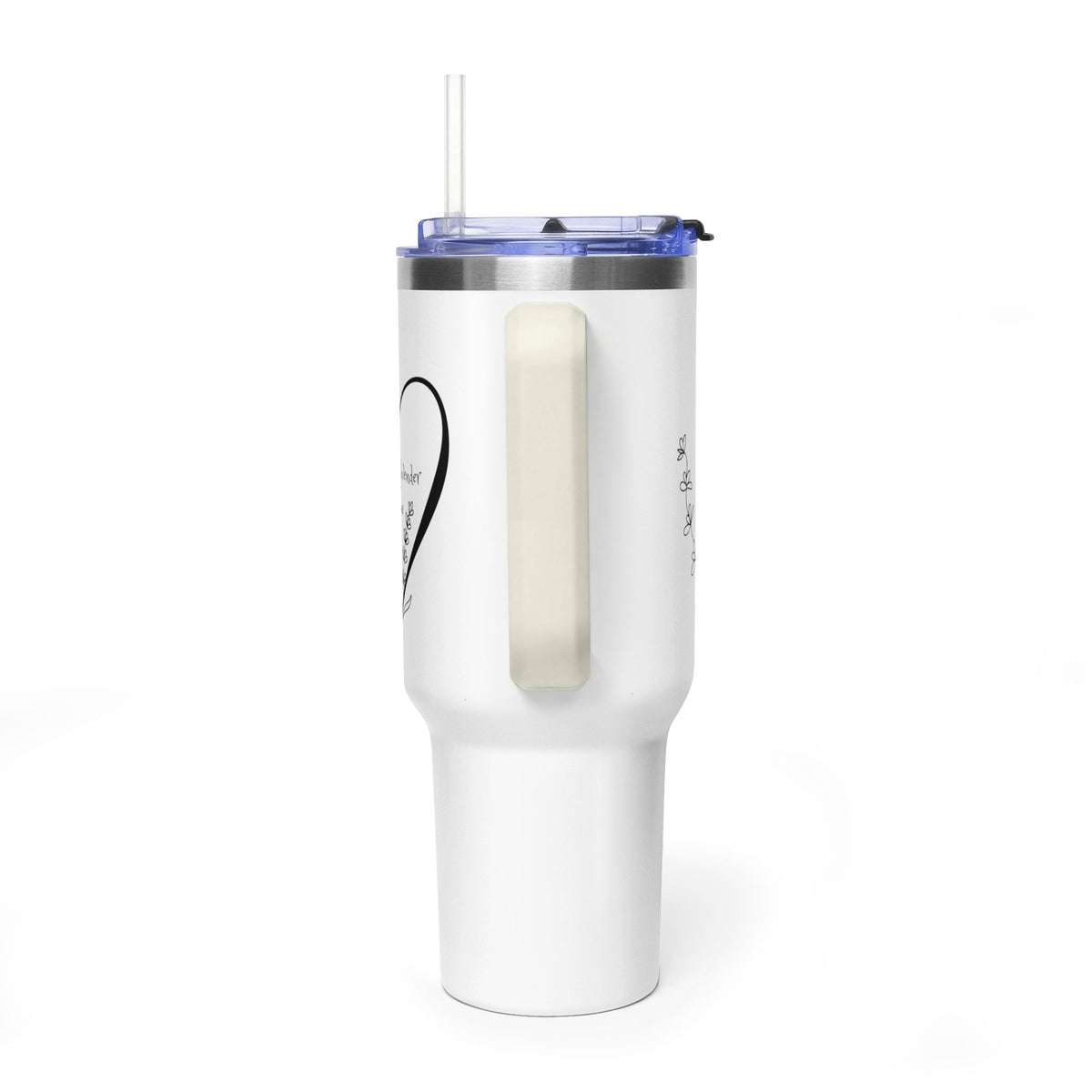 40oz Floral Heart Vacuum Tumbler – Insulated Travel Mug with Straw