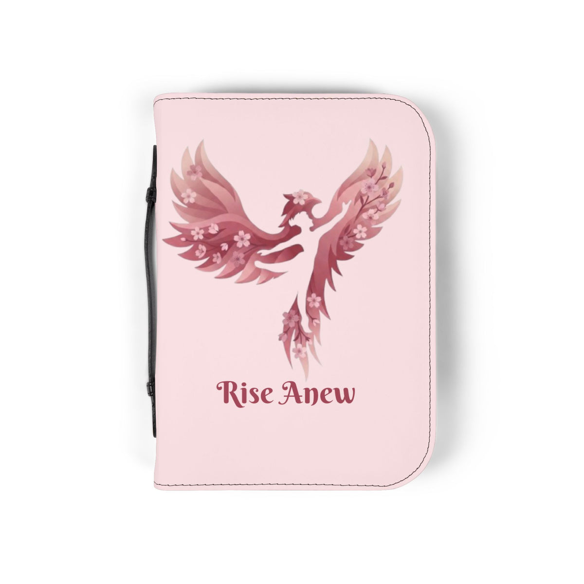 Bible Cover - 'Rise Anew' Pink Phoenix Zippered Bible Case with 2 Corinthians 5:17
