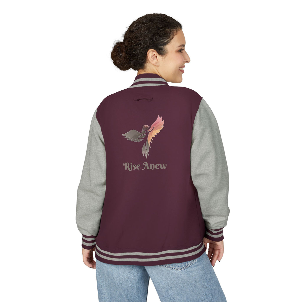 Letterman Jacket — 'Rise Anew' Phoenix Embroidered Varsity Jacket